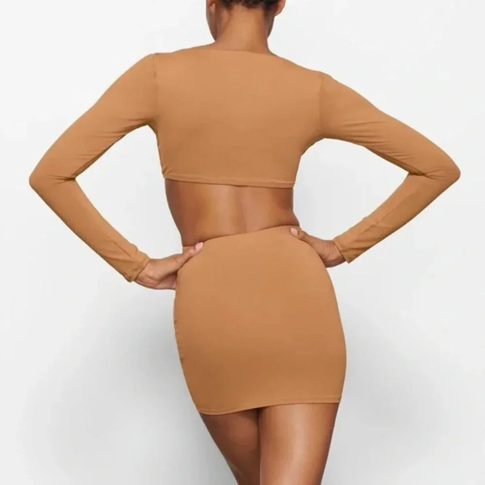 SKIMS Signature Swim Long Sleeve Shrug Almond 2X NWT